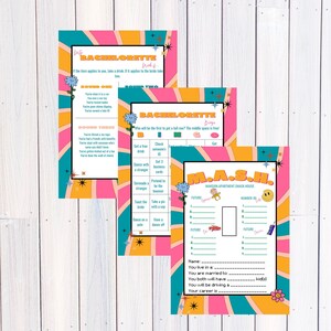 Retro Themed Bachelorette Party Games - Printable Immediate Download - 70&#39;s