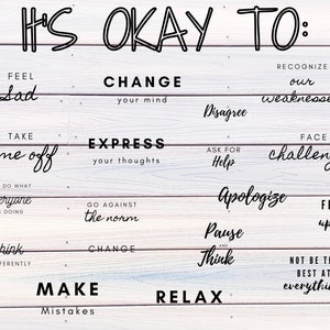 It&#39;s Okay To... Printable Bulletin Board - School Counselor/Teacher Classroom