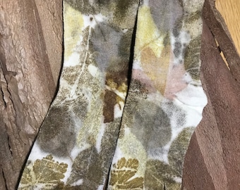 Eco-printed Bamboo Short Socks size UK 4-6 (US 6-8), Hand Dyed Unique