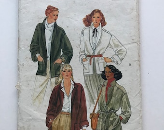Rare Vintage Vogue Sewing Pattern 7181, ca. 1978  Loose-fitting wrap-front lined jacket with tie, size 16