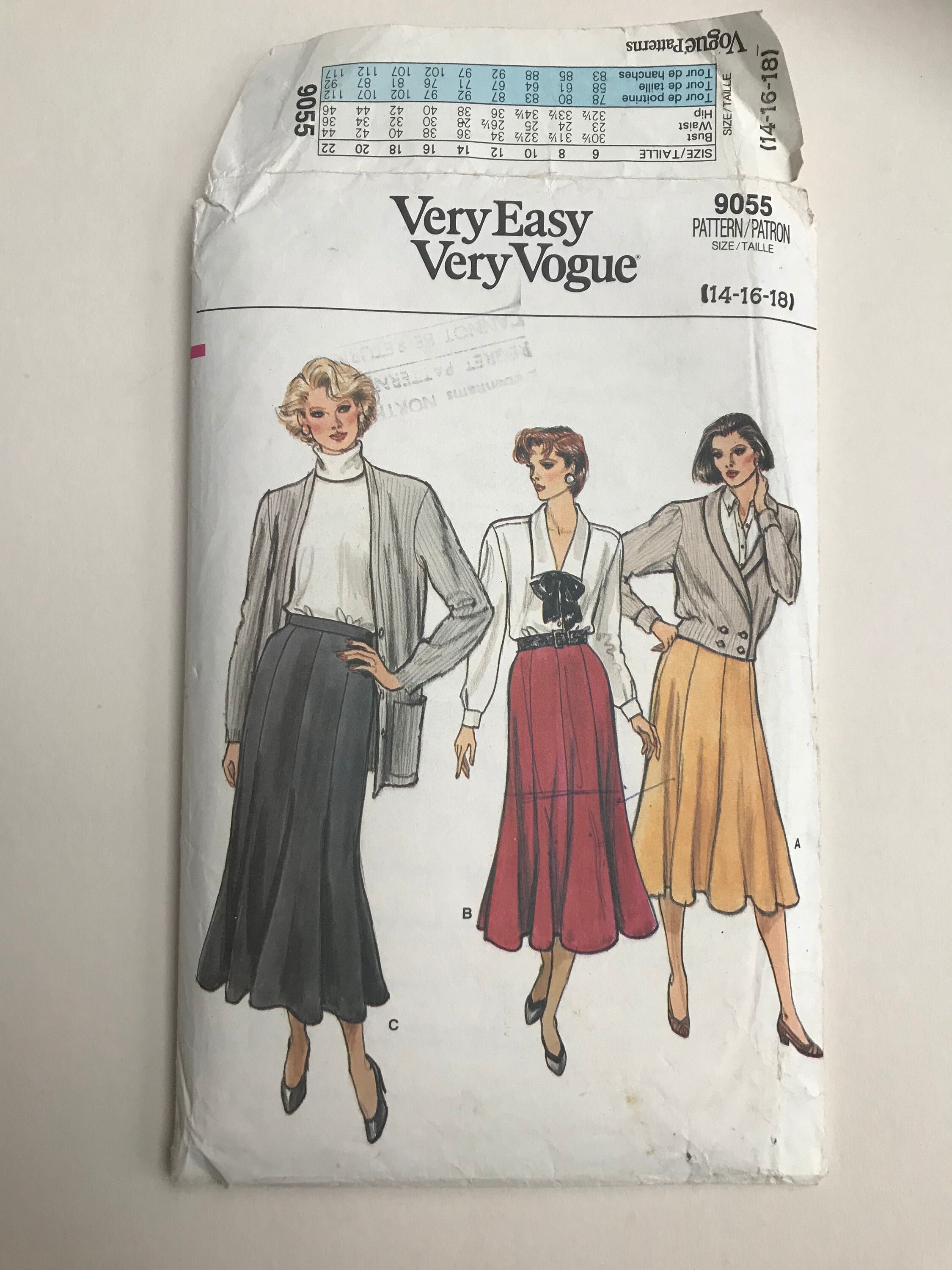 Rare Vintage Vogue Sewing Pattern,9055; 1985; Misses Skirts Rare Vintage Vogue Sewing Pattern,9055; 1985; Misses Skirts