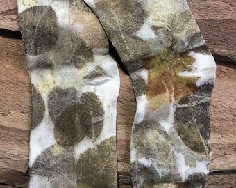 Eco-printed Bamboo Short Socks size UK 4-6 (US 6-8), Hand Dyed Unique