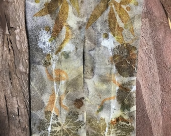 Eco-printed Bamboo Short Socks size UK 4-6 (US 6-8), Hand Dyed Unique