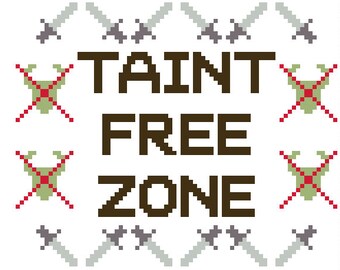 Cross Stitch Taint Free Zone Pattern - Dragon Age Grey Warden