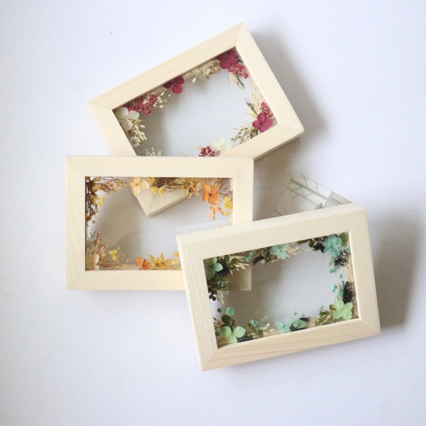 Custom Pressed flower Wood Photo Frame - Floral Garden Collection art - gift for her/mom/family/Birthday/Holiday/Weddings (5"x7" Frame)