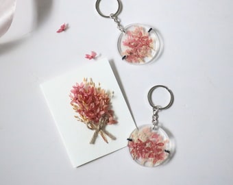 Dried Flower Keychain & Card Set: Botanical Gift