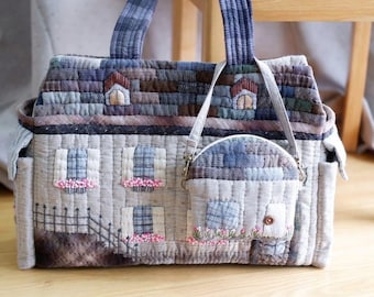 Japanese Patchwork Quilted Bag: Handmade Floral Crossbody Tote