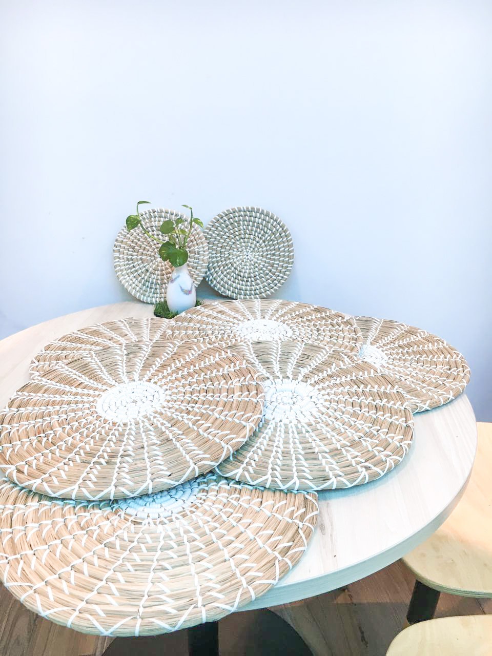 Rattan Wall Basket Decor | Set of 8, Boho Woven Wall Art - Etsy