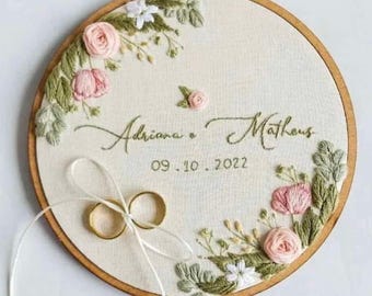 Personalized Wedding Embroidery | Ring bearer pillow, Wedding Gift | Embroidery Wall Decor | Gifts for Loved one, Mother&#39;s Day, Valentine&#39;s