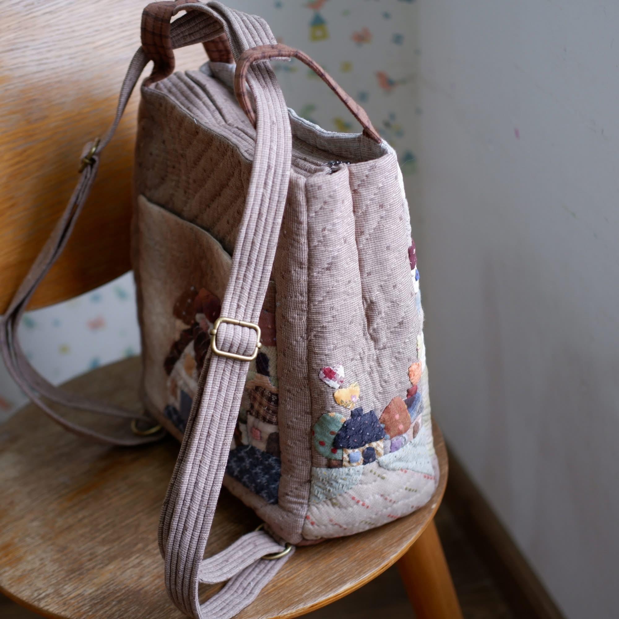 Japanese Patchwork Quilted Shoulder Bag: Handmade Crossbody, Tote