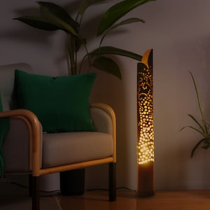 Bamboo Lamps - Bedroom Lamps - Desk Lamps - Ambient lighting/Japanese/Hand Made & Natural/Unique design &quot;Zen TREE OF LIFE&quot; tall 80cm