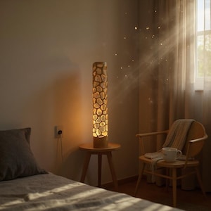 Bamboo Lamps - Bedroom Lamps - Feng Shui Lamps - Ambient lighting/Japanese/Hand Made & Natural/Unique design "HIVE" medium 20 inches