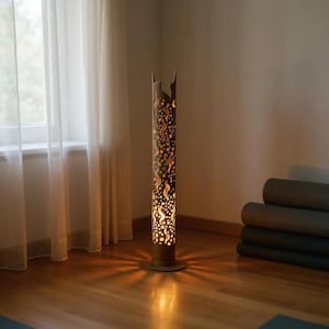 Bamboo Lamps - Bedroom Lamps - Desk Lamps - Ambient lighting/Japanese/Hand Made & Natural/Unique design &quot;ZEN FIRE&quot; tall 27 inches