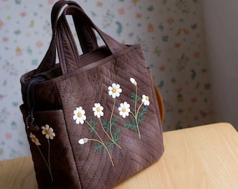 Japanese Patchwork Quilted Shoulder Bag: Handmade Floral Crossbody, Tote bags, unique bags, Christmas gifts