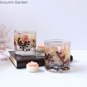 The Floral Season Collection - Dried Flower Gel Candle Holder & Flower Tea Candle | Scented | Gift for her, Mom, Holiday, Chrismas, Wedding
