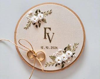 Personalized Wedding Embroidery | Ring bearer pillow, Wedding Gift | Embroidery Wall Decor | Gifts for Loved one, Mother&#39;s Day, Valentine&#39;s