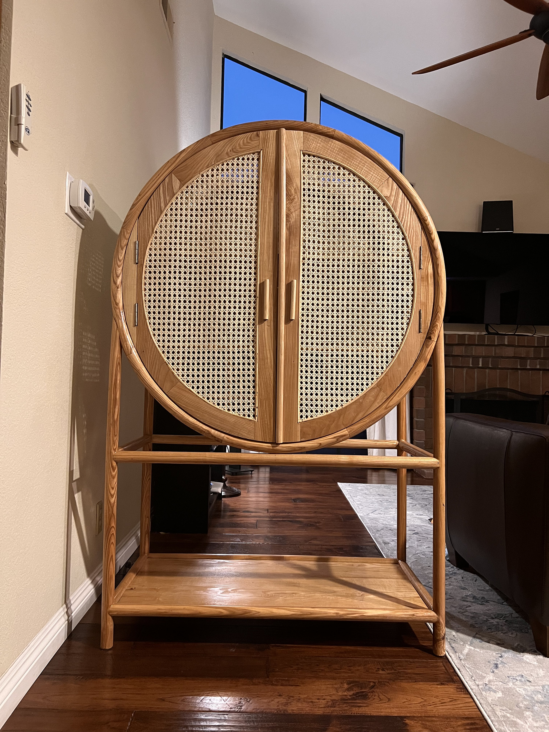Natural Ash Wood Rattan Bar Cabinet Sample Piece last One 40