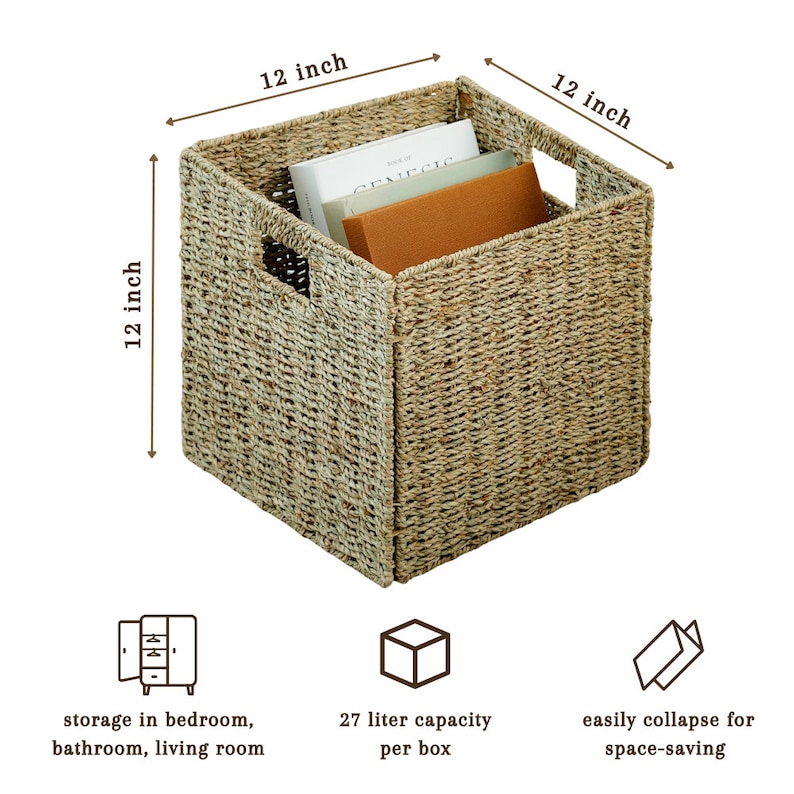 Foldable Handwoven Seagrass Storage Baskets/wicker Cube Baskets ...