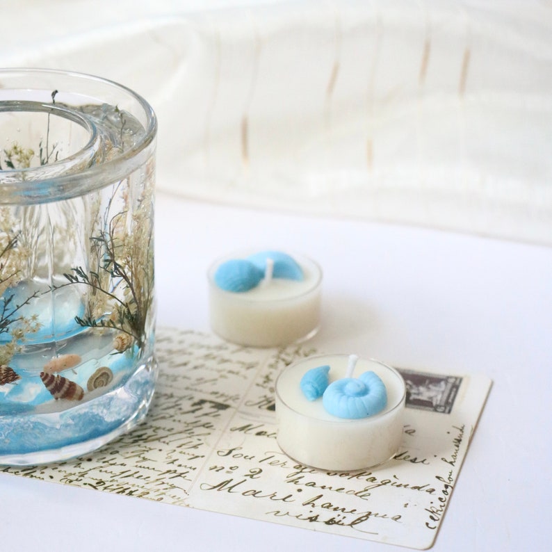 The Ocean/sea Collection Dried Flower Gel Candle Holder & Flower Tea Candle Scented Candle gift
