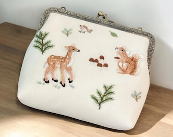 Handmade Ribbon Embroidered Clutch: Vintage Floral Wedding Purse