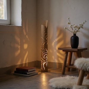 Bamboo Lamps - Bedroom Lamps - Desk Lamps - Ambient lighting/Japanese/Hand Made & Natural/Unique design &quot;ZEN WAVE&quot; tall 27 inches