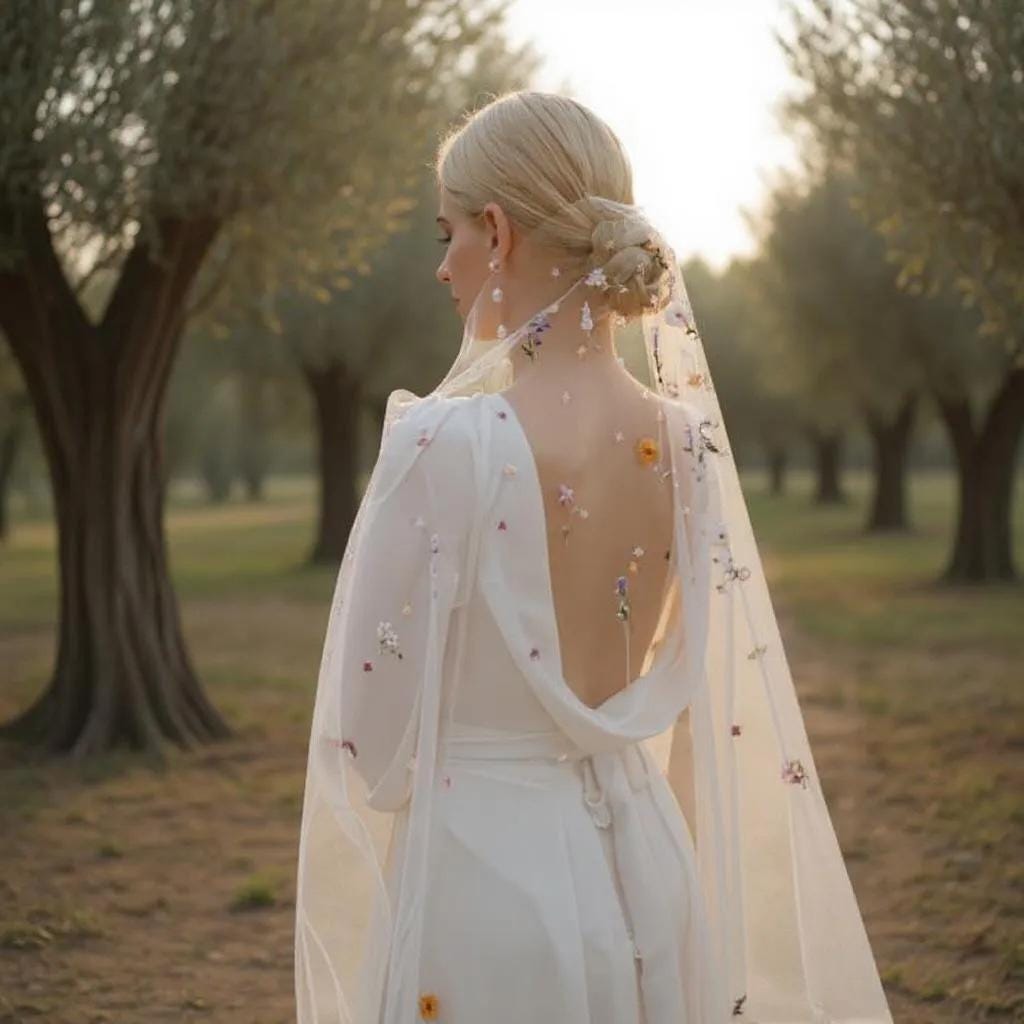 Whimsical Floral Embroidered Wedding Veil – Custom Tulle Veil with Wildflower Details, Boho Garden Bridal Veil - Hand embroidered veil