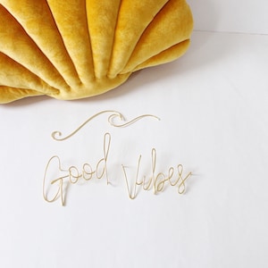 GOOD VIBES + WAVE | wire words wall decor | wire sign | wire wall art | tropical wall decor | boho eclectic decor | wave wall decor