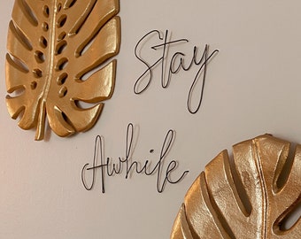 STAY AWHILE | wire words wall decor | wire sign | wire wall art | entryway, bedroom, living room