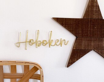 HOBOKEN | wire words wall decor | wire sign | wire wall art | bedroom, living room, entryway, kitchen, bathroom