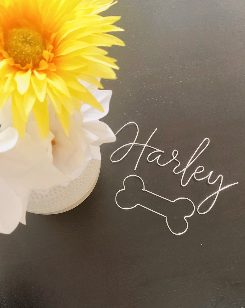 Custom DOG NAME BONE Wire Words Wall Decor Personalized Etsy