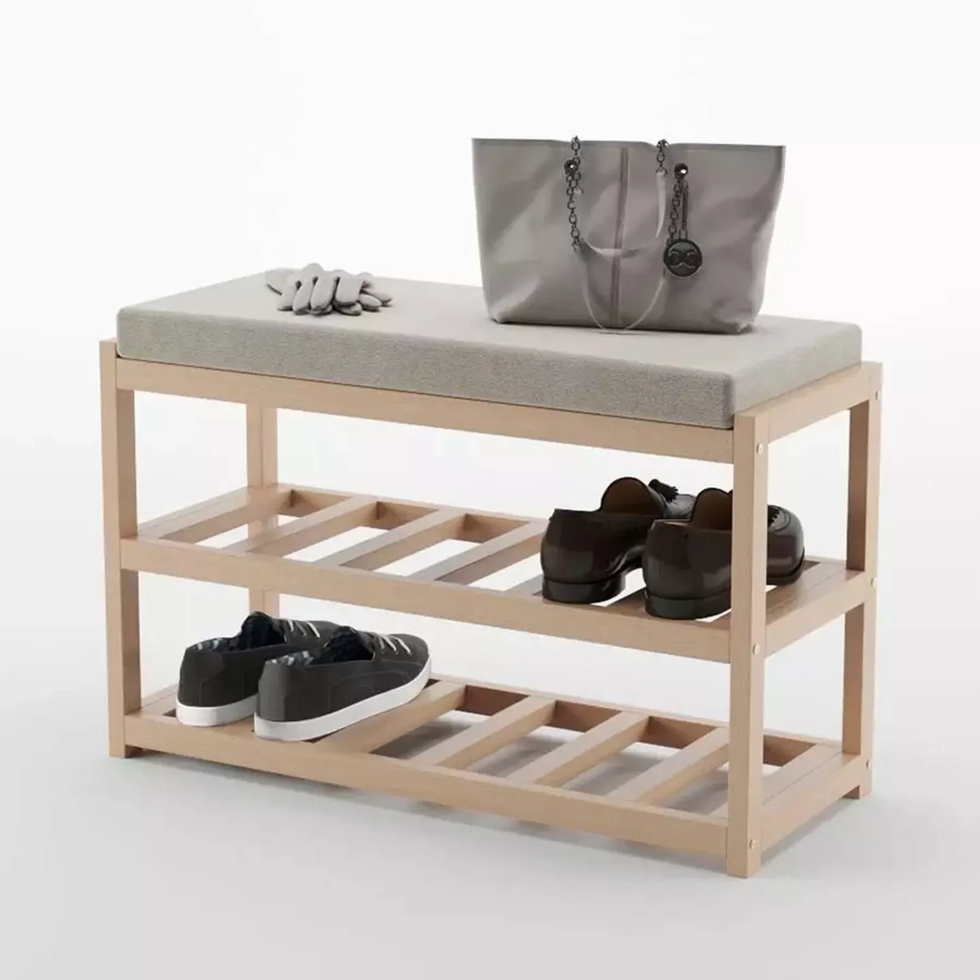 Estante de zapatos de madera acolchado de madera rack de | Etsy