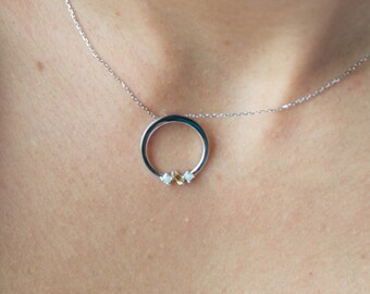 Sapphire and Opal 14K White Gold Design Jewelry Set, Earring Necklace and Ring, jewellery set, gift for mom, gift for her, sapphire necklace