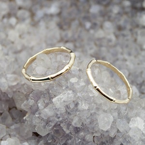Bamboo Style 14k Yellow Gold Ring, plain gold ring, stoneless ring, bamboo design, bamboo ring gold, gift for her, minimal ring, dainty ring