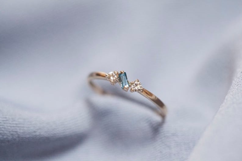 Baguette London Blue Topaz and Brilliant Yellow Multi-Stone Ring