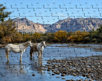 500-Piece Puzzle of Arizona's Salt River Wild Horses * Puzzle Shipped in Decorative Metal Box * For All Ages: Kids to Adults