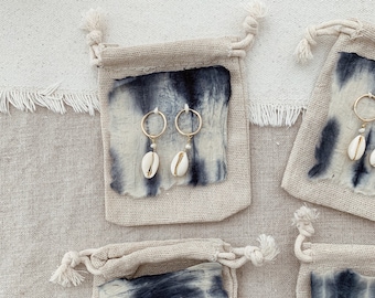 Cowrie Shell Earrings - Pearl and Sea Glass