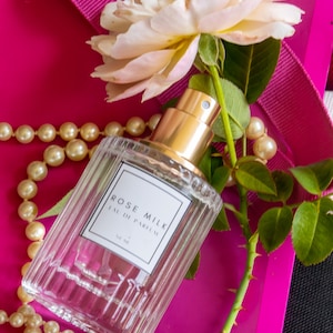 Rose Milk Perfume Spray, Oil, or Hair and Body Mist, Gourmand Fragrance with Marshmallow and Florals