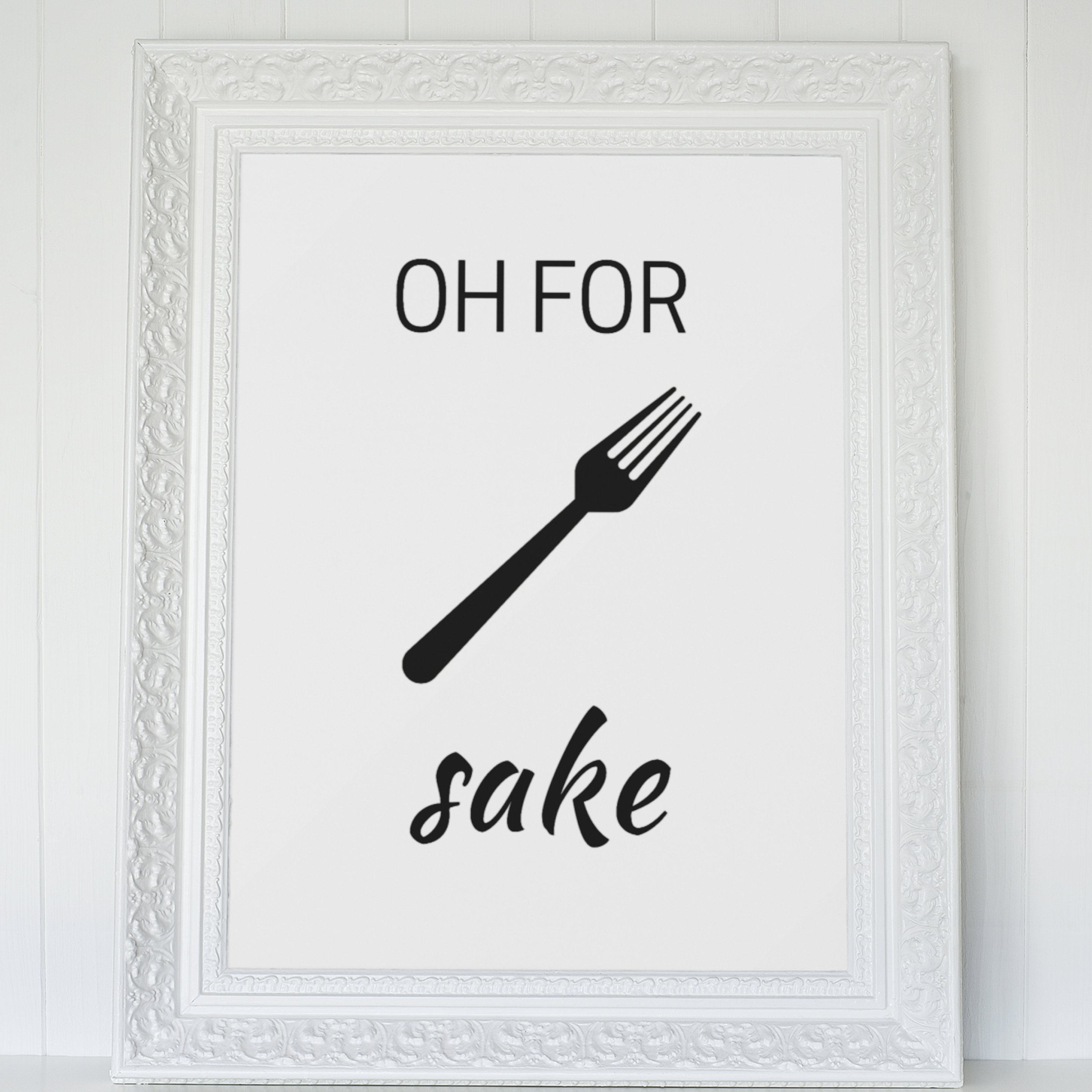Oh For Fork Sake Funny Kitchen Pun Print Cooking Etsy