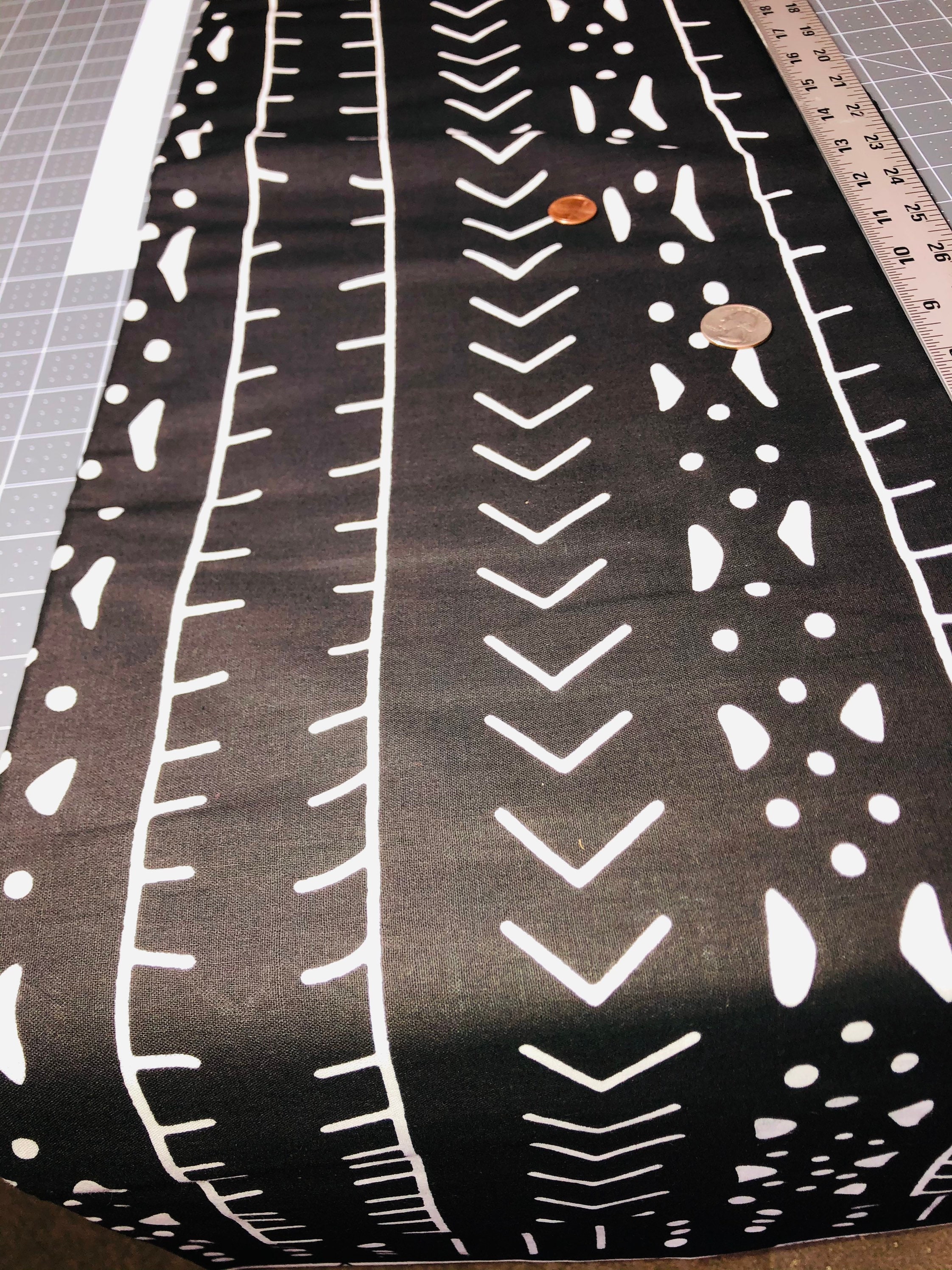 Mudcloth Print Fabric Black & White - Etsy