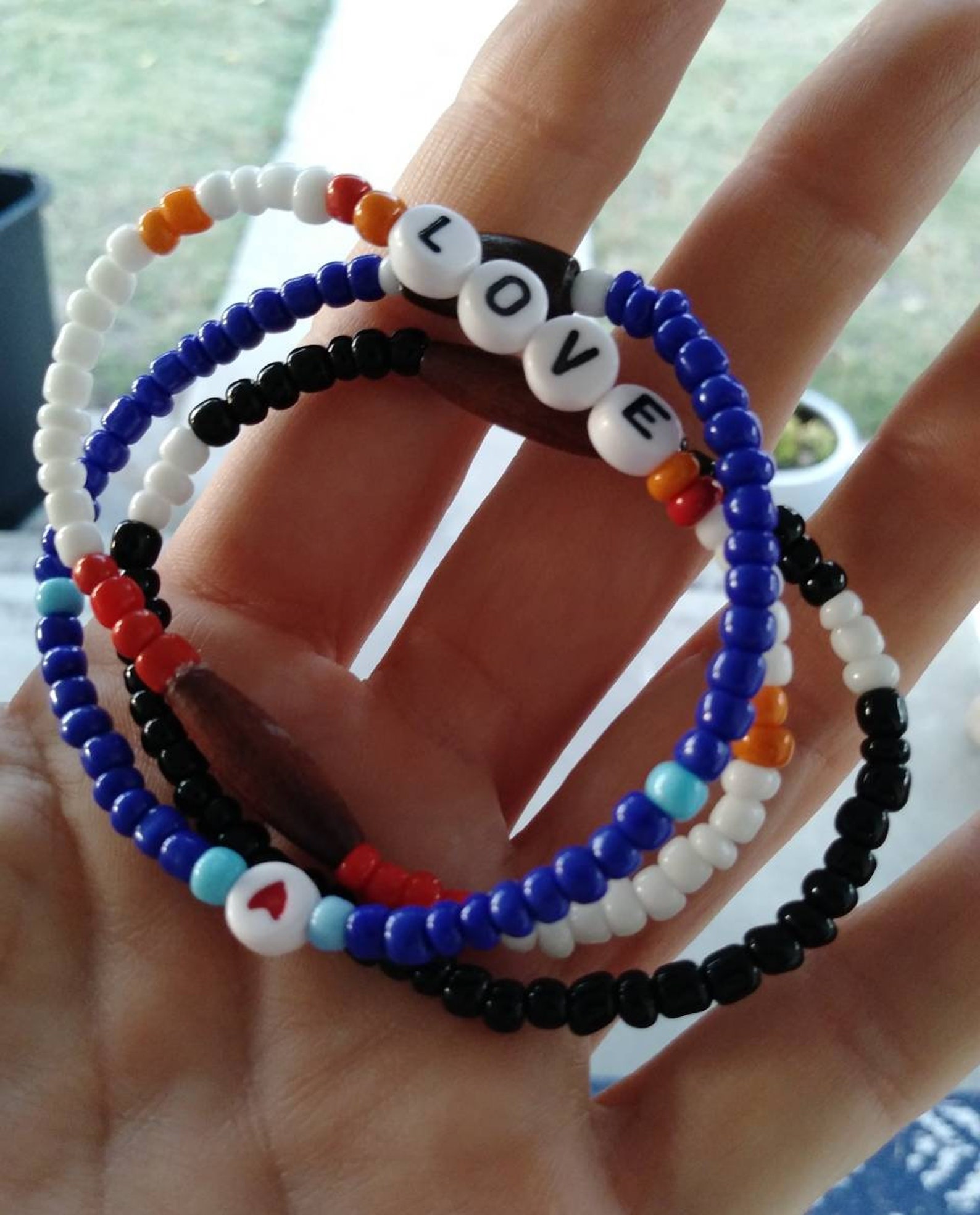 Beaded bracelets set of 3 Etsy