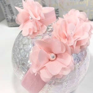 Baby headband , flower headband, Pink headband , Birthday Headband, Stretchy headband, Baby bracelet, Gift for her