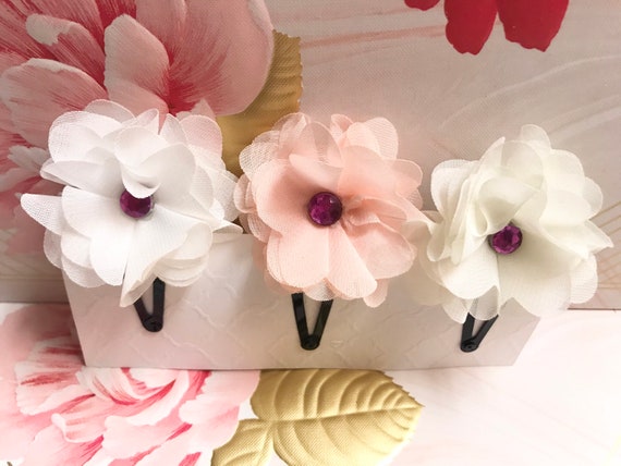 10 Stück Kleine Blumen-Haarspangen Für Damen & Mädchen – Cremefarben, Kunststoff, 4 Cm Größe