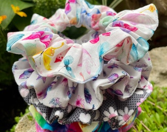 Hair Scrunchies / Eco friendly print  scrunchies / Girls scrunchies  / butterfly scrunchies / summer scrunchies  / handmade Gifts