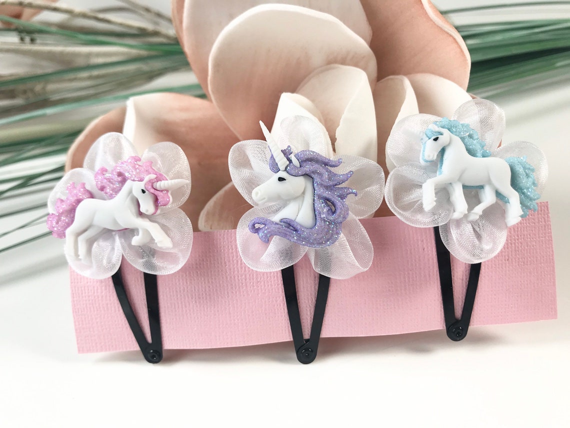 Unicorn hair clips / Pony Hair clips / Set unicorn hair clips Etsy