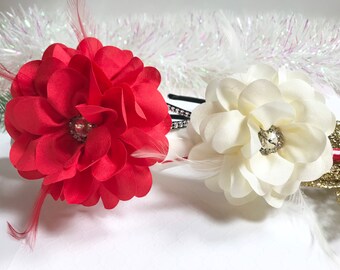 Christmas headband / Fancy headband / Girls headband / women headbands / , flower Headband / Red Headband / Christmas Hair accessories