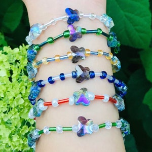 Bracelet en verre papillon / Bracelets filles / Bijoux en verre / Bracelet femme / Bracelet en verre / Bracelet perles / bijoux pour dames / cadeau