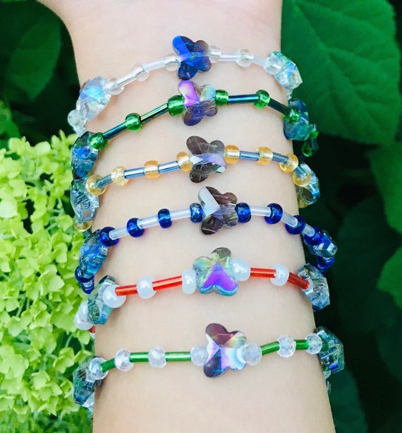 Butterfly Glass Bracelet / Girls Bracelets / Glass Jewelry / Women Bracelet  / Glass Bracelet / Beads Bracelet / Ladies Jewelry / Gift 