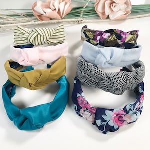 Satin Topknot Headband / Mom Headband / Women Headband / lace knotted Headband  / summer Headband  / flower knotted headband