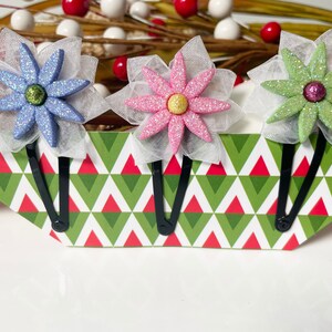 Christmas Hair Clips / 3 pcs Girls hair Clips / Christmas Barrettes / Kids Barrettes / Gift for her / Christmas Hair  Accessories /
