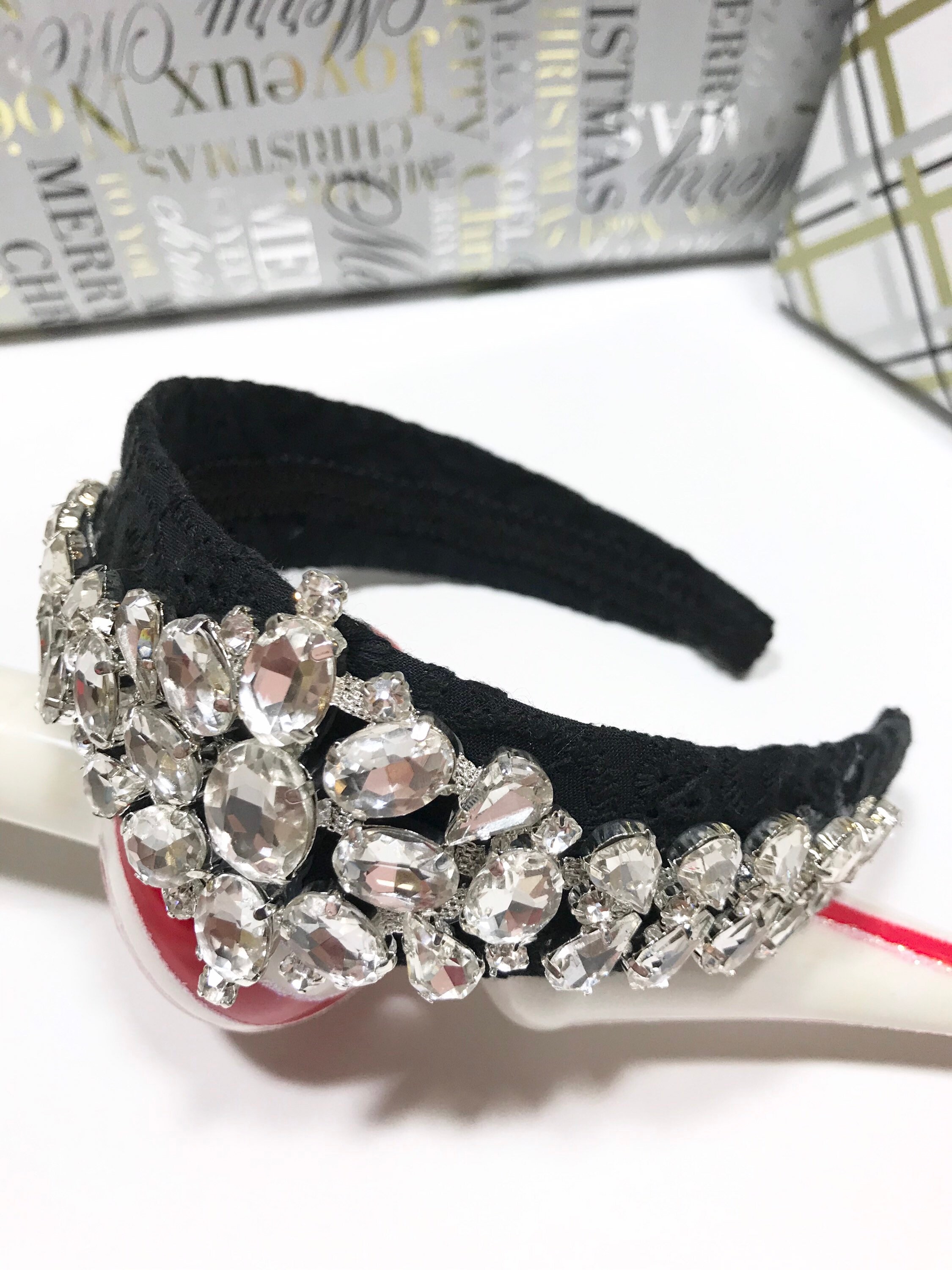 Diadema De Diamantes De Imitación De Navidad Con Cuentas Anudadas De Cristal - Banda Ancha Para El Cabello - Diadema De Cristal Moda Banda De Pelo Banda Cabello | Para Mujeres Y